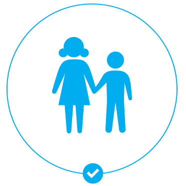 kobieta i dziecko trzymający się za ręce, symbol równych szans, grafika wektorowa