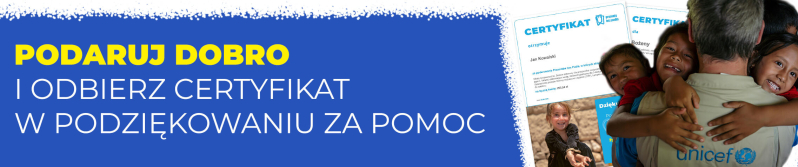 Grafika z przykładowym certyfikatem Prezentu bez Pudła oraz napisem: Podaruj dobro i odbierz certyfikat w podziękowaniu za pomoc.