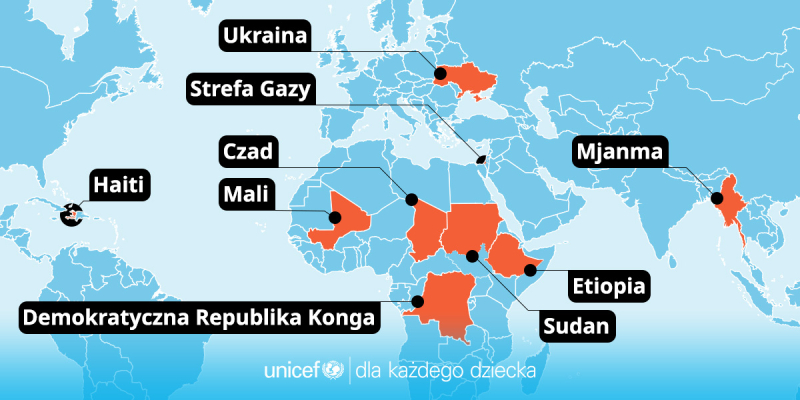 9 miejsc, w których kryzysy humanitarne utrudniają dzieciom edukację  - mapa