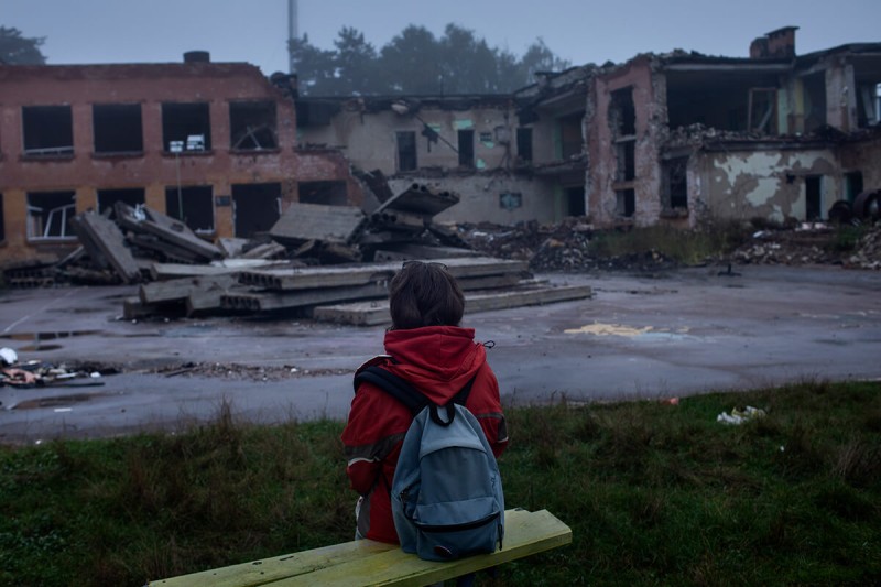 Ukraina - ruiny szkoły