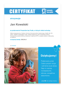 UNICEF Polska - Prezenty bez Pudła - certyfikat (wzór)