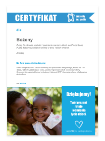 UNICEF Polska - Prezenty bez Pudła - certyfikat okolicznościowy (wzór)